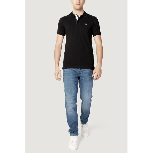 Tommy Hilfiger Jeans Black Cotton Polo Men's Shirt - Picture 3 of 5